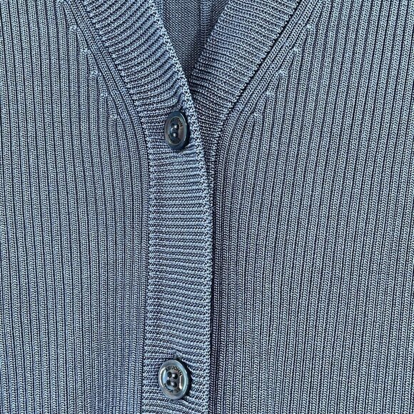 St. John Knit Women's Cardigan Blue Large V Neck Long Sleeve - Picture 3 of 7